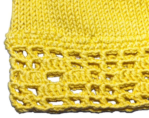 Hand knitted baby cap in yellow with a head circumference 42 cm 16,54 inch